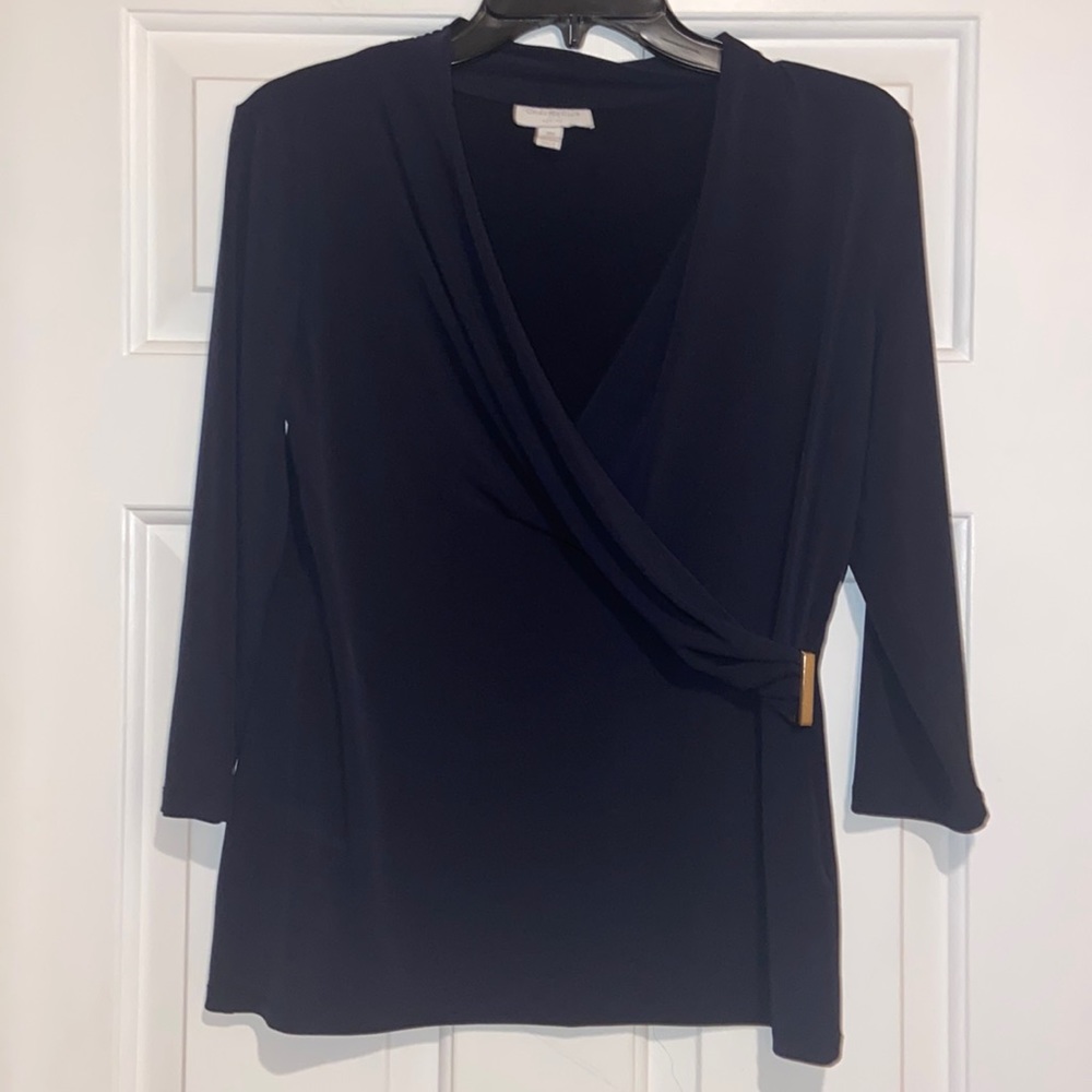 Charter Club Petite Like new wrap blouse with side buckle